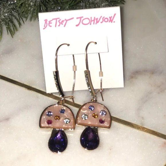 ✨NWT✨ Betsey Johnson Mushroom Dangle Earrings - Picture 6 of 6